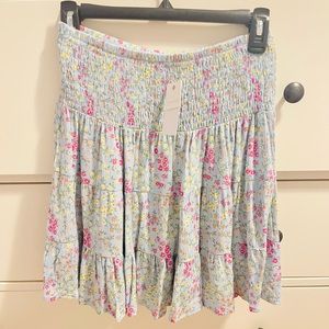 Macy’s Ultra Flirt Juniors- Floral Print Smocked Waist Skirt